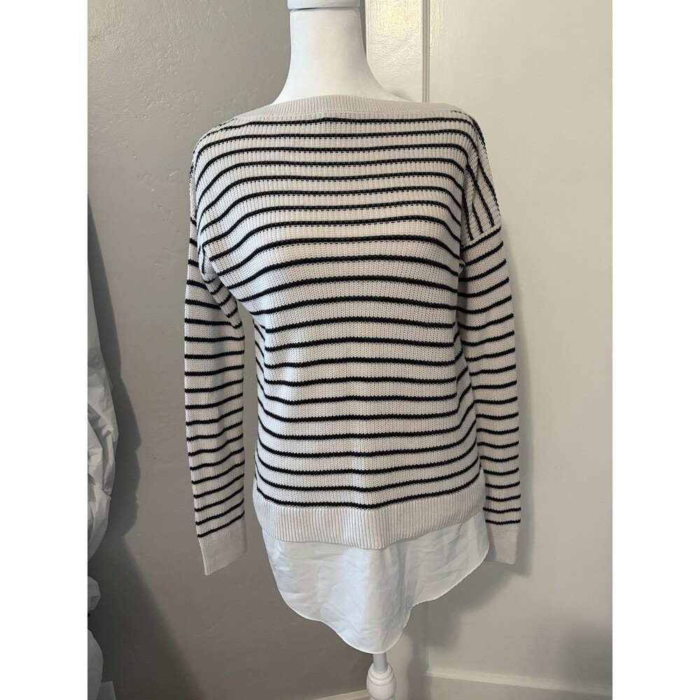 Lauren Ralph Lauren Breton Striped Sweater XS Black Ivory Coastal Preppy Capsule